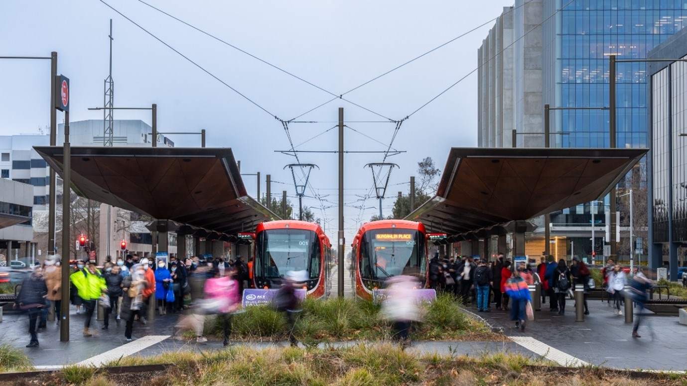 Light rail stop.